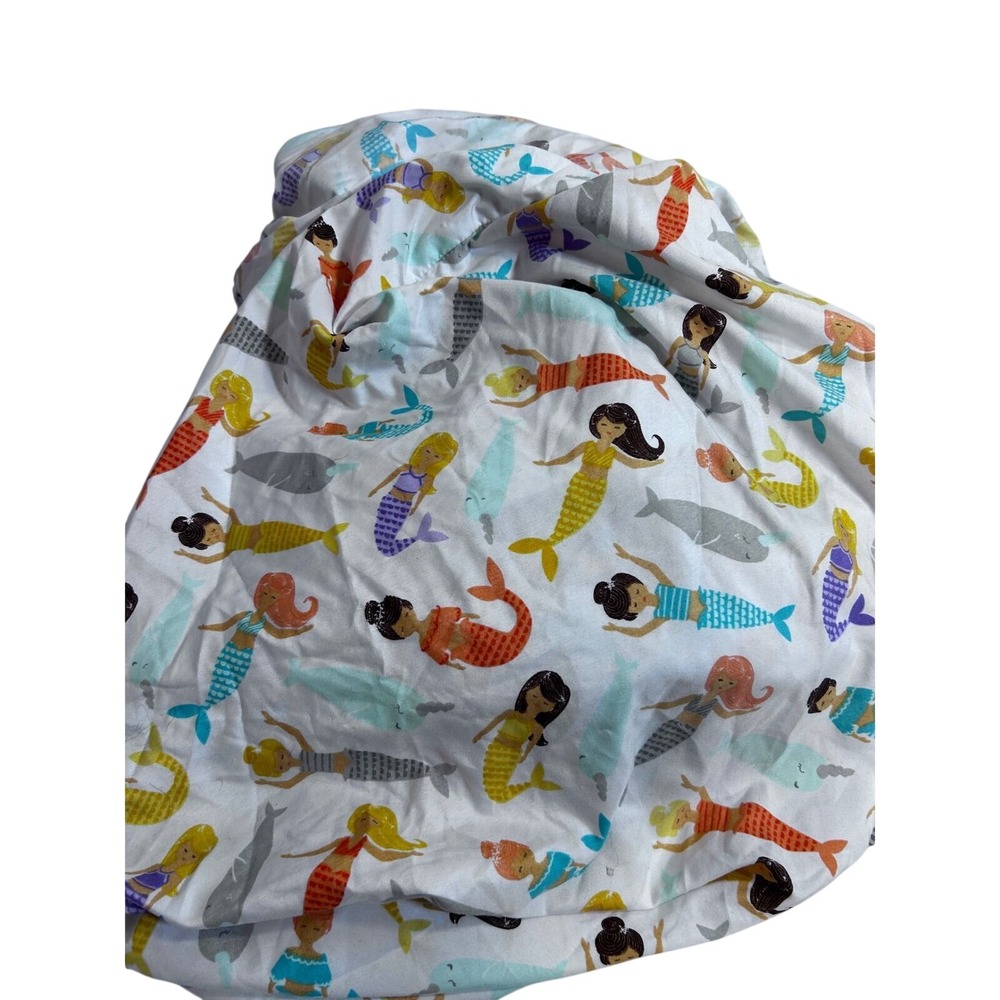 Twin Fitted Crib Sheet Standard White Mermaid Narwhal Ocean Kids Bedding